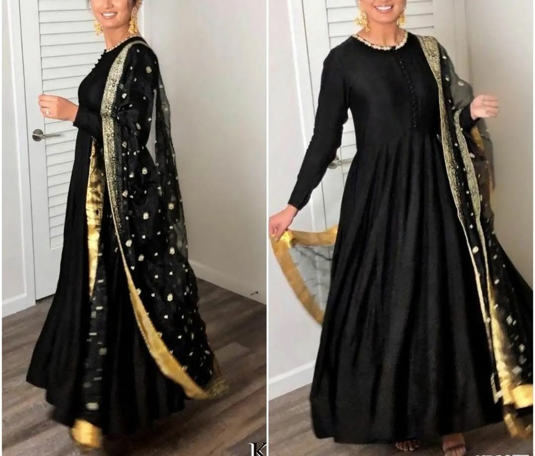 Royal Black Anarkali Dress With Dupatta  Kirva Creations