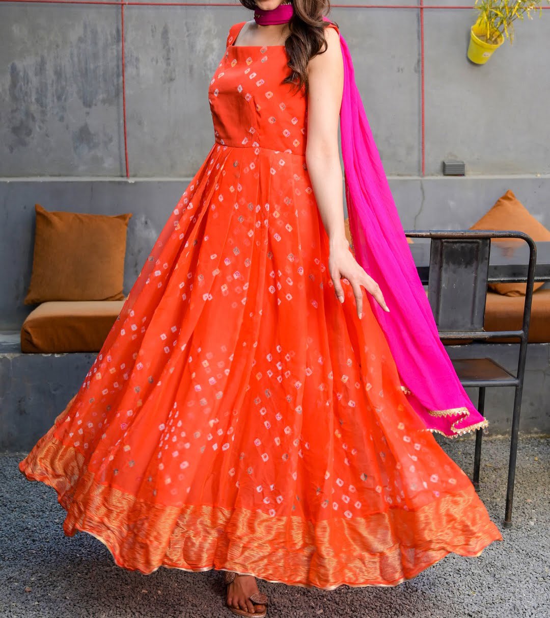 Ravising Orange Color Festive Wear Georgette Embroidered Work Gown Dupatta  For Women at Rs 1499 | Umarwada | Surat| ID: 2850461079430